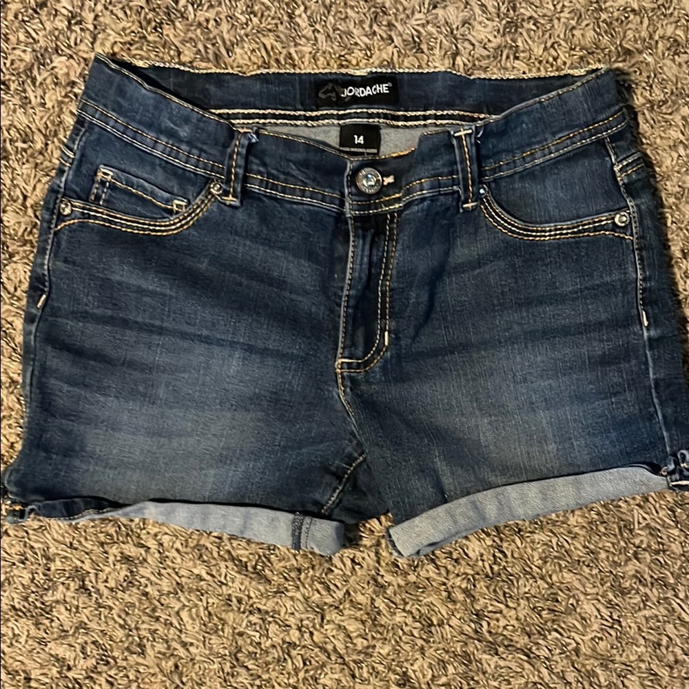 Girls Jordache Blue Jean Shorts with Rolled Hems